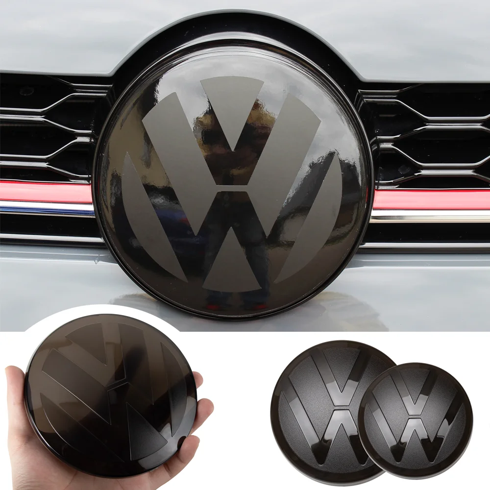 1pc Car Front Grill/Rear Trunk Emblem Lid Covers Logo Sticker For VW Golf 6 7 8 VARIANT PASSAT B8 CC Polo Auto Accessories Black