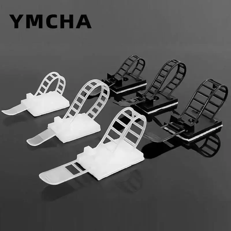 100pcs DIY Zip Tie Holder Adjustable Hole Free Wire Organizer Self-adhesive Snap Fastener Cable Clamp Network Cable Device