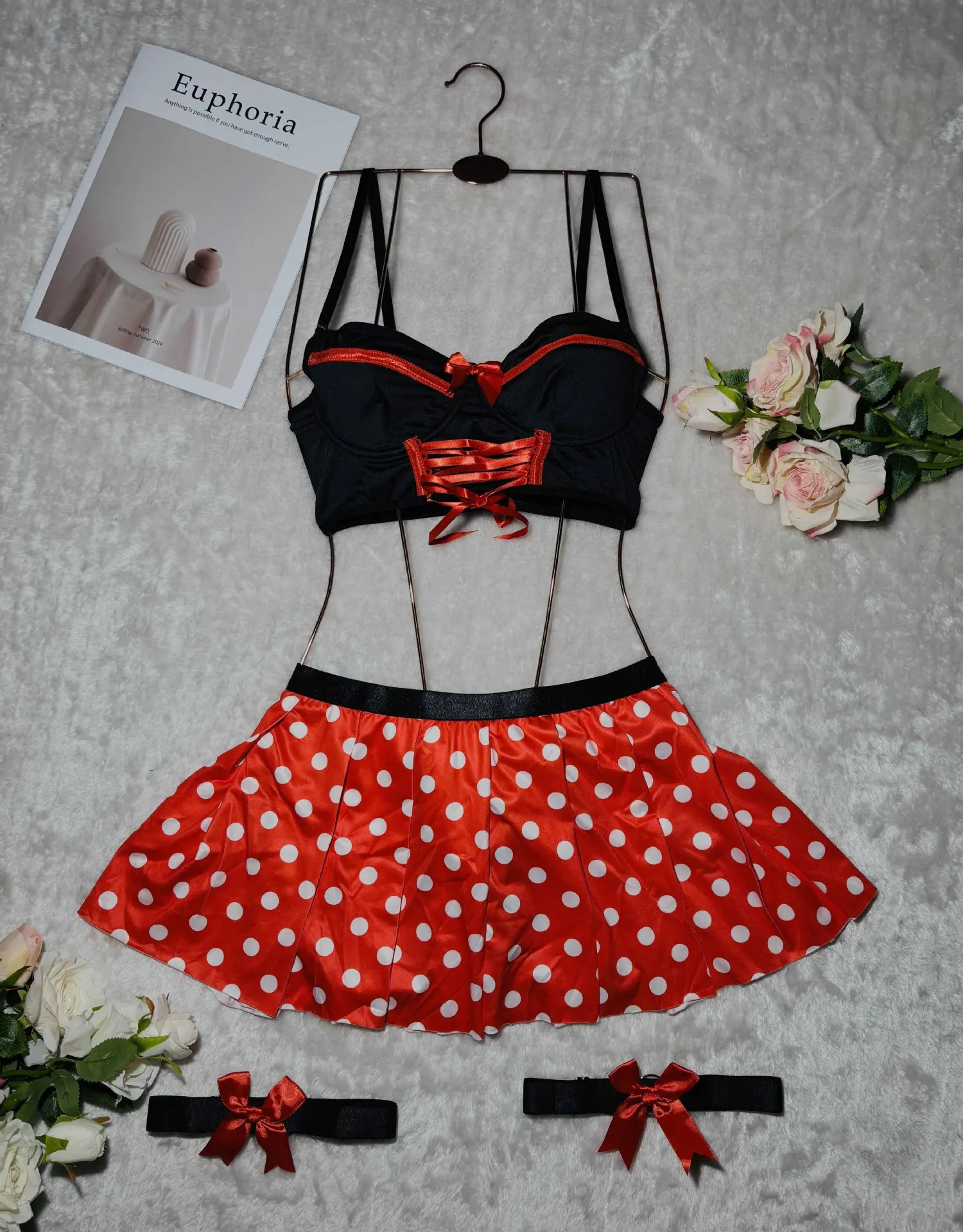 Cosplay Lingerie Sexy belle princesse soutien-gorge string jupe 3 pièces ensemble mignon filles Dot Winnie intime sous-vêtements pour femmes