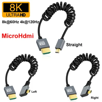 כבל Micro HDMI קפיצי וגמיש לשידור וידאו 8K