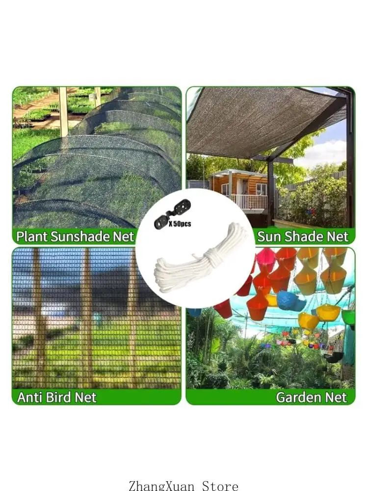 Garden Cover Clip Set with 50 Clips and 5.5 mm Rope for Row Use 3XUF