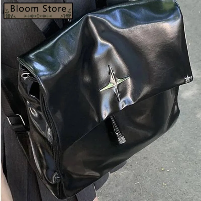 

Pu Leather Women New Trendy Fashion Students Backpack Casual Travel Hand Bags Streetwear Y2k Aesthetic Vintage Star Schoolbags