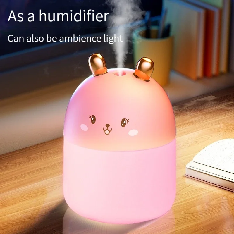 Cute Rabbit Air Humidifier Aroma Diffuser USB Mute Mist Maker For Home Car With Colorful Night Lights Mini Humidificat