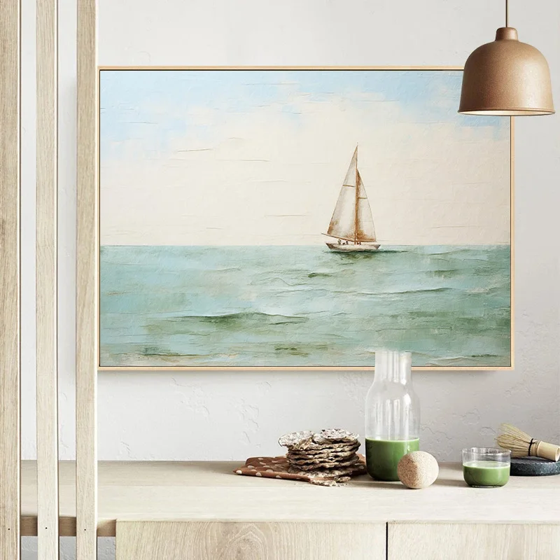 Lone Sailboat Seascape Coastal Surfing Lighthouse Palm Tree Canvas Painting Retro Poster Wall Art Room Home Decor Cuadros