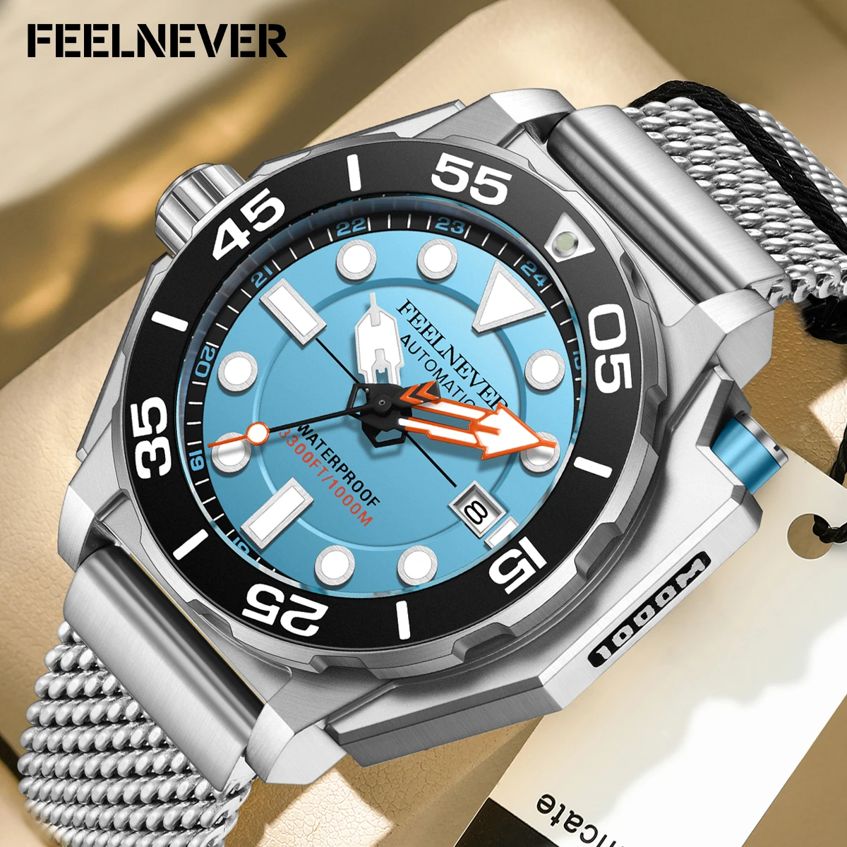 FeelNever New Top brand Men Luxury Watch 1000m Waterproof BGW9 Super luminous relogios masculinos Automatic Mechanical Watches