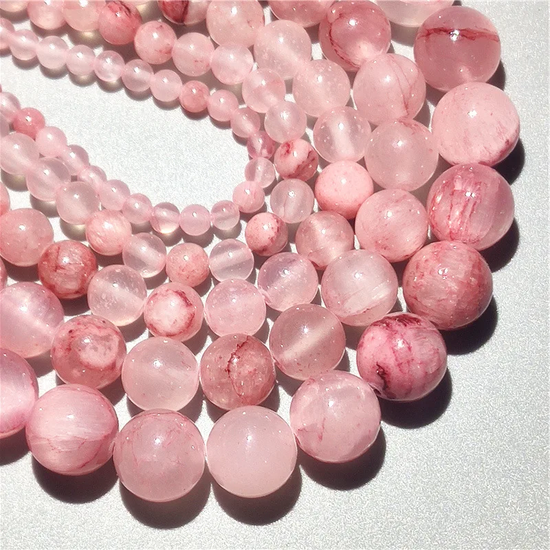 Natürliche rosarote Blut persische Jades Stein perlen für Schmuck machen runde lose Perlen DIY Armbänder Halsketten 6 8 10mm 15"