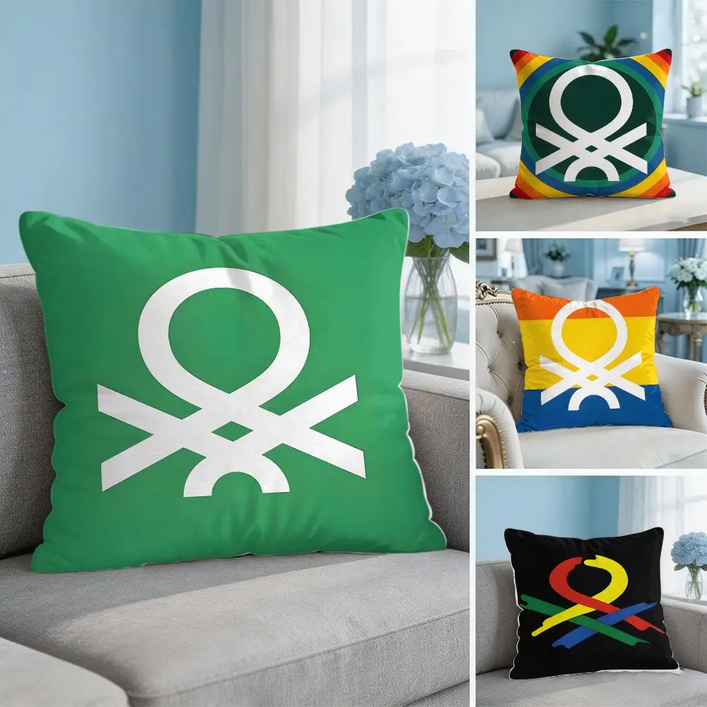Clothing Logo B-benettonns Cushion Cover Wrinkle-Resistant Short Plush Pillow Case Breathable Machine-Washable
