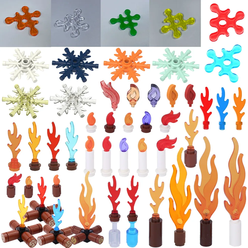 

MOC Building Block Liquid Blood Pool Milk Ice Cube Snowflakes Flame Candles Fire Campfire Accessories DIY Toy Model Bricks A041
