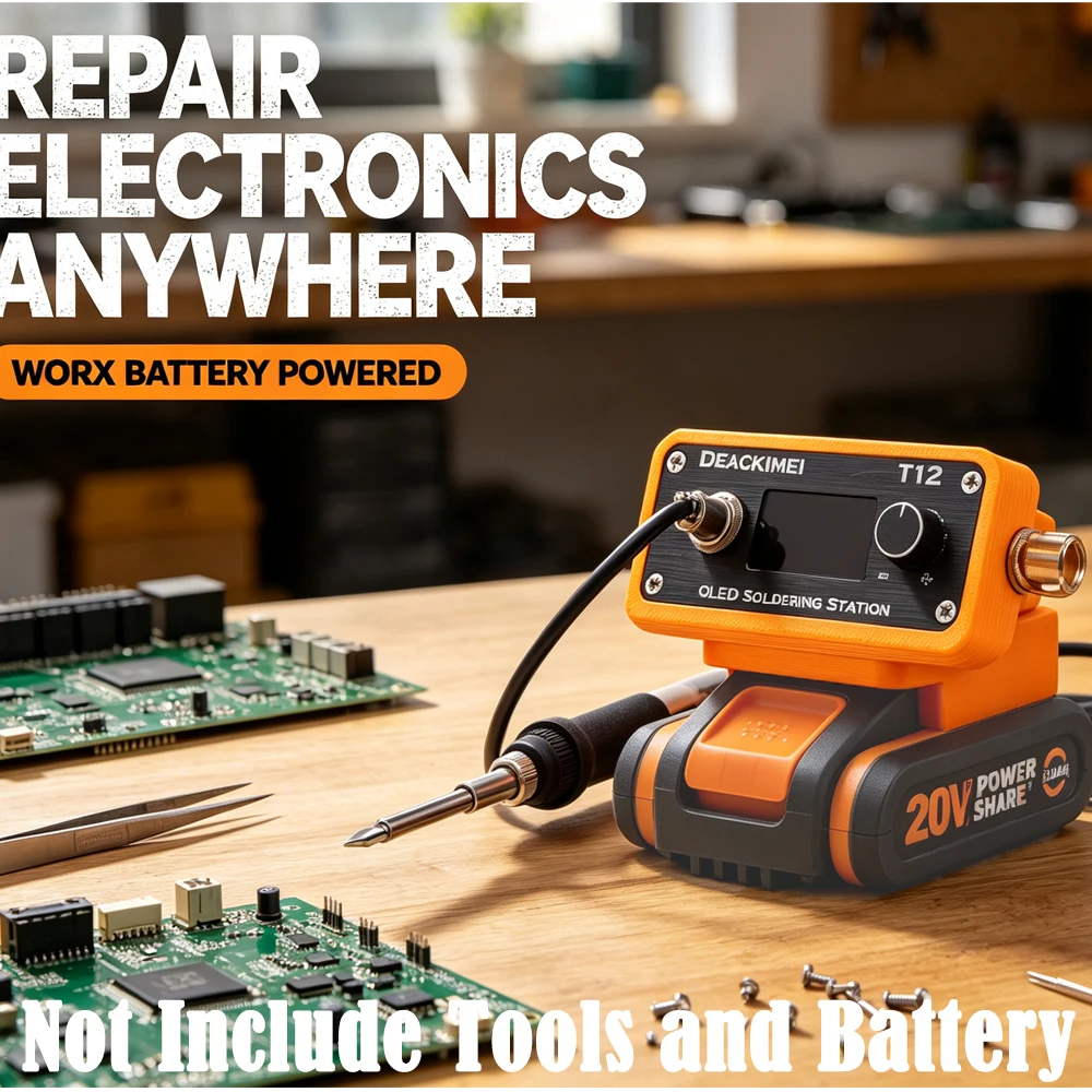 Electric Digital T12 Soldering Iron Cordless Soldering For Worx 20V 4PIN Lithium Battery Station DIY Appliance Watch Repair