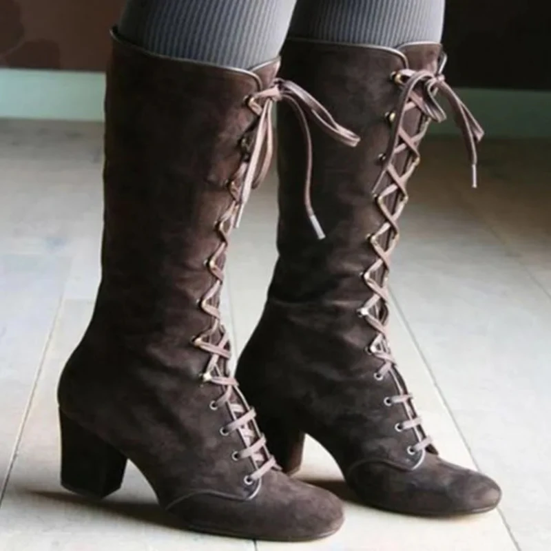 Trendy Women\'s Boots Autumn Winter New Roman Knight High Boots Round Toe Thick Sole Height Increasing Anti Slip Women\'s Shoes