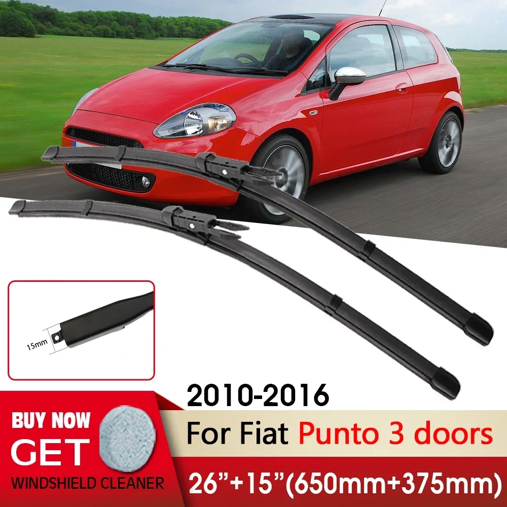 

Car Wiper Front Wiper Blade 26"+15" For Fiat Punto 3 doors 2010-2016 Fit Pinch Tab Arm Windshield Windscreen Front Window