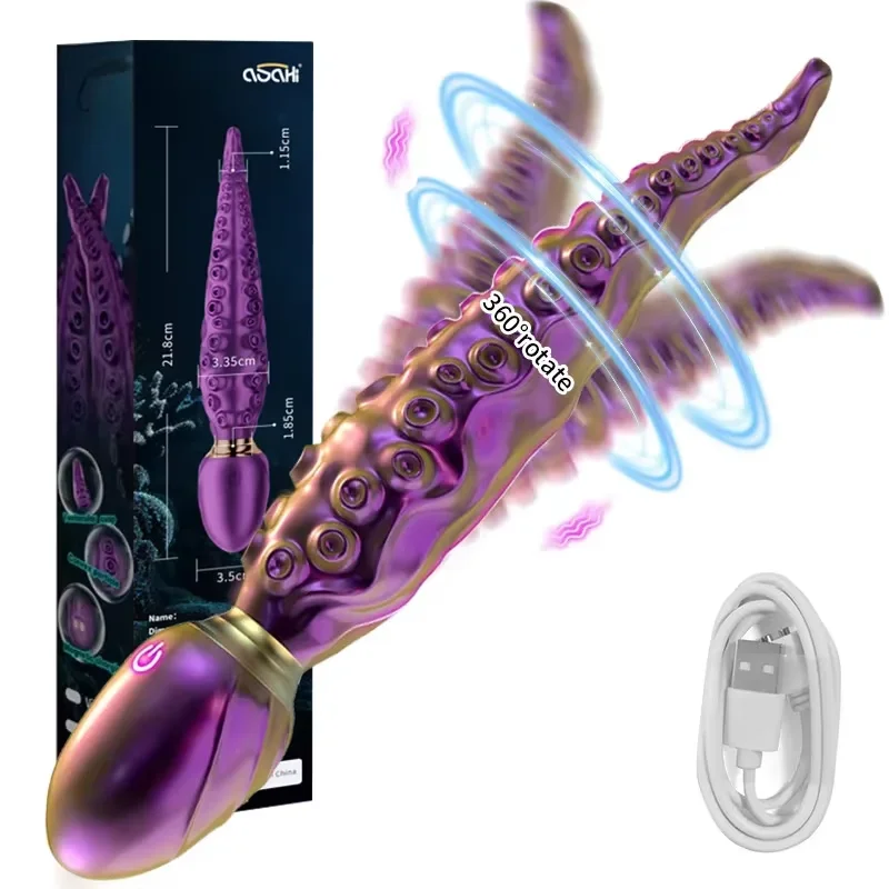 360° Rotation Vibrating Monster Dildo Octopus Tentacle G-Spot Clitoris Vibrators Nipple Stimulation Mini Adult Sex Toys Women