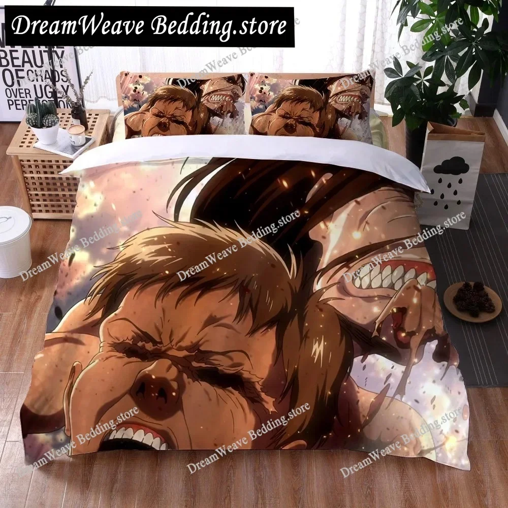 

Cartoon Bedding Set Anime Attack on Titan Duvet Cover Set Polyester Comforter Cover for Kids Bedroom Cute Home Textiles741