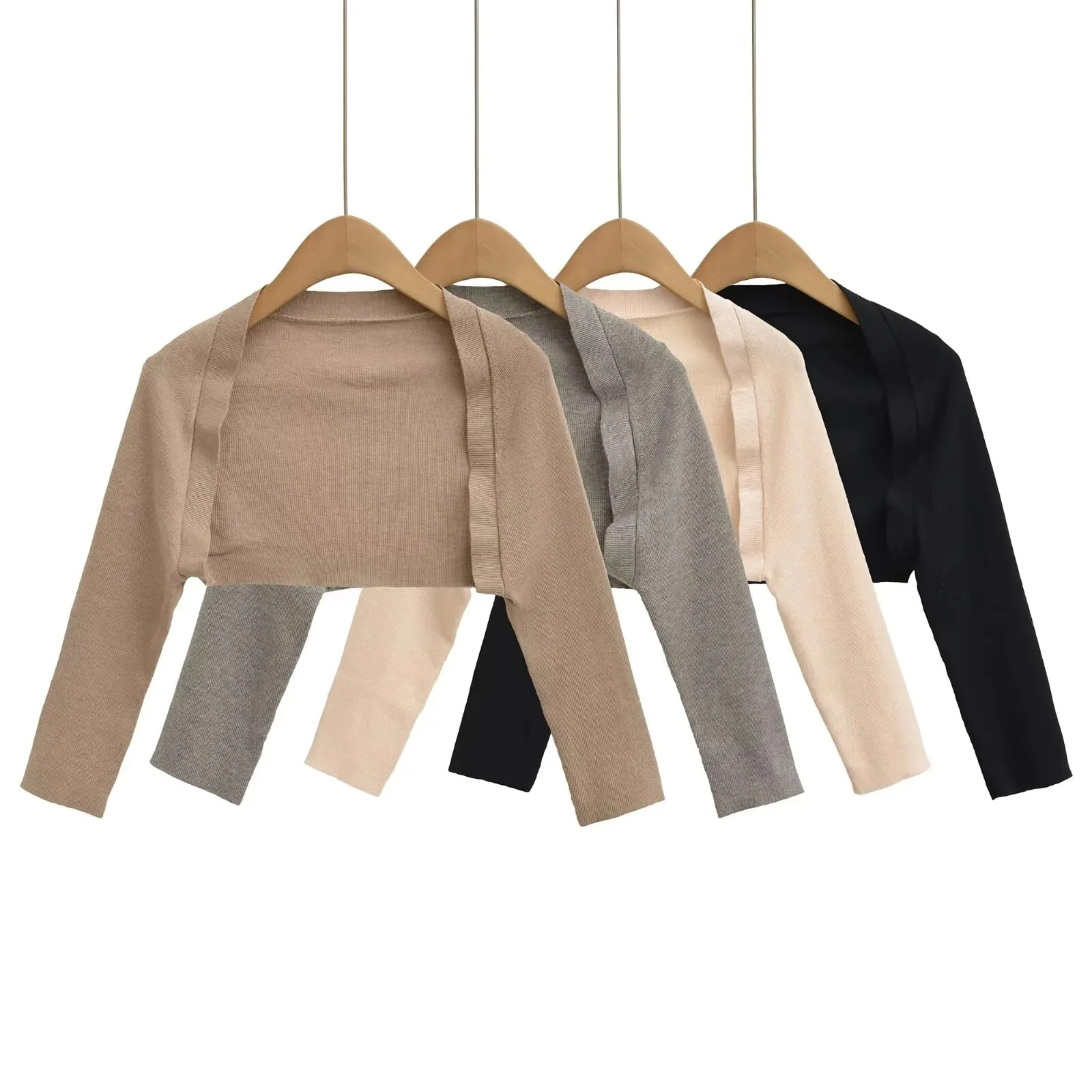 Autumn Ultra Short Wool Sun Protection Shirt For Women Knitted Cardigan Shawl Long Sleeved Thin Sun Protection Fashion Vest 80O4
