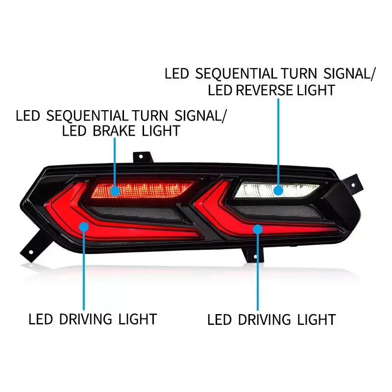 Full LED Taillights for Chevrolet Corvette C7 2014-2019, Sequential Turn Signals & Brake Running Light Assembly