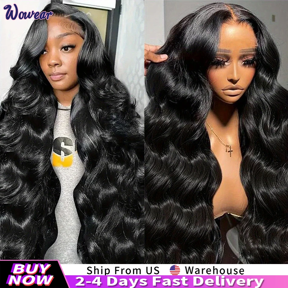 40 Inch Lace Front Wig Body Wave Human Hair Wig Transparent Lace Frontal Wig 200 Density Pre Plucked Human Hair Wig for Women