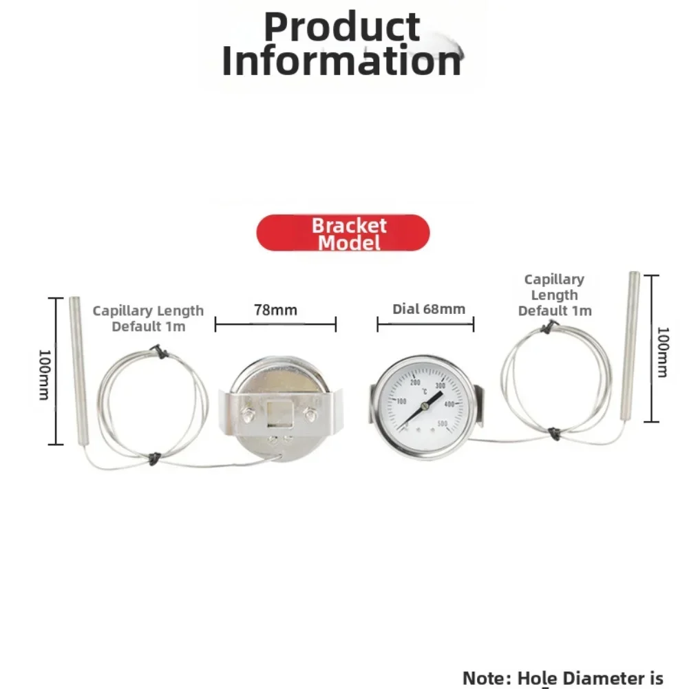 Oven Thermometer With Stainless Steel Probe For Boilers Toaster Ovens Measuring Temperature From 0 To 500 Celsius