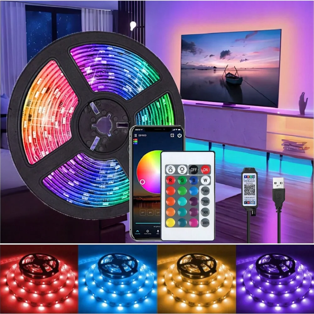 1M-30M LED Strip Lights RGB 5050 5V 16 million colors Smart App Control Music Sync Color Changing for Party Home Decor Luces Led