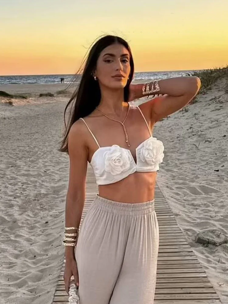 

HH женские летние сексуальные тонкие топы однотонные без рукавов с открытой спиной и цветочной аппликацией украшают молнию женские модные шикарные короткие топы