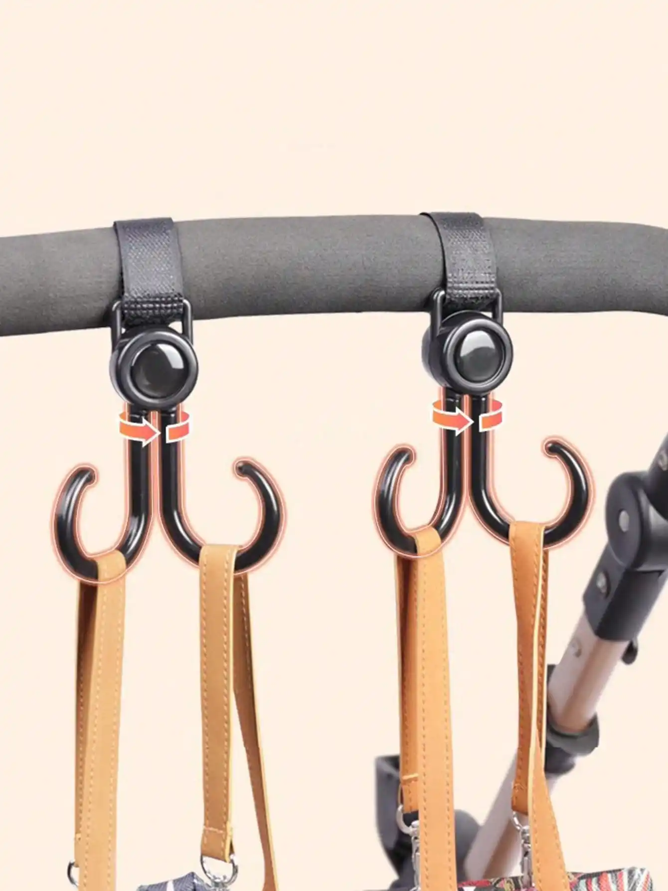 1/2/4pcs Set Adjustable Universal Baby Stroller And Car Seat Hooks Storage Bag - Double Stroller Headrest And Storage Rack Hooks