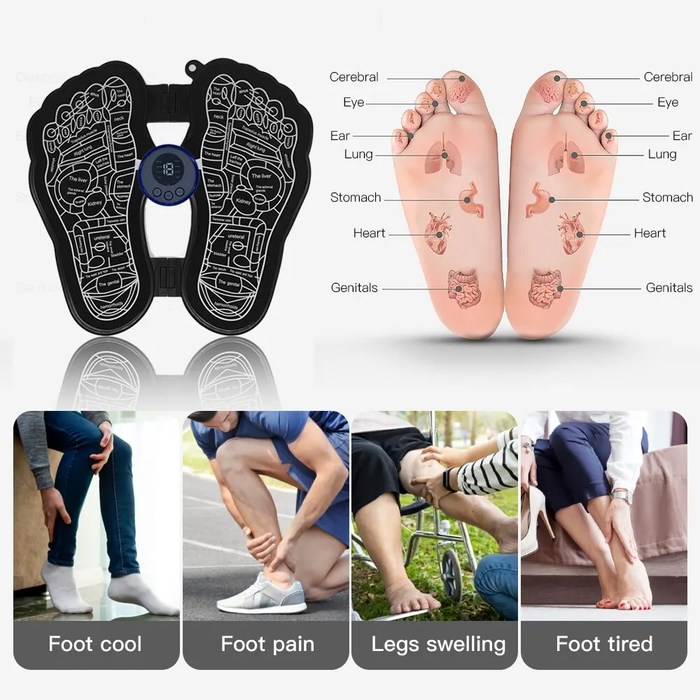 Electric EMS Foot Massage Pad Feet Muscle Stimulator Foldable Massager Mat Improve Blood Circulation Relieve Pain Health Care