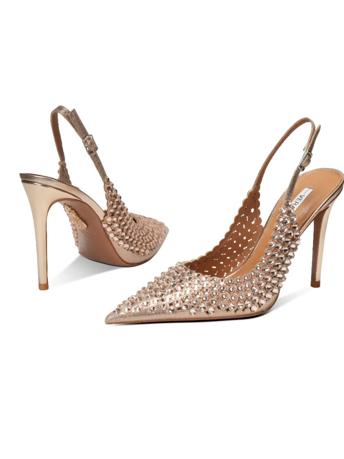 Water Diamond High Heels Women's 2024 Summer One line Buckle Back Strap Sexy Wedding Shoes Thin Heel Pointed Headed Sandals