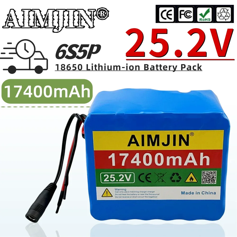 

6S5P 25.2V 17400mAh Li-ion Battery 18650 high-capacity Battery Pack with built-in BMS protection, used for bicycle engines