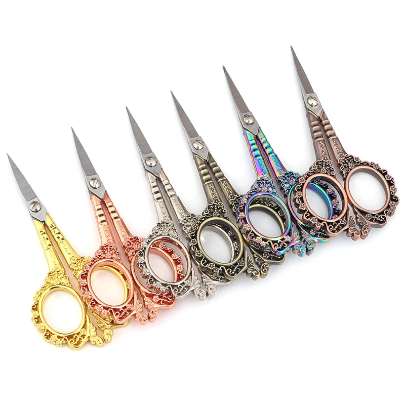 Retro Sewing Needlework Scissors Stainless Steel Household Embroidery Thread Scissors Handicraft Tools Pruning Tailor Scissors