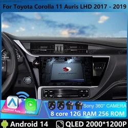 Car Radio Andoird 14 For Toyota Corolla 11 Auris LHD 2017 - 2019 Multimedia DVD 5G WIFI 4G LTE GPS Autoradio Viedo Player DSP