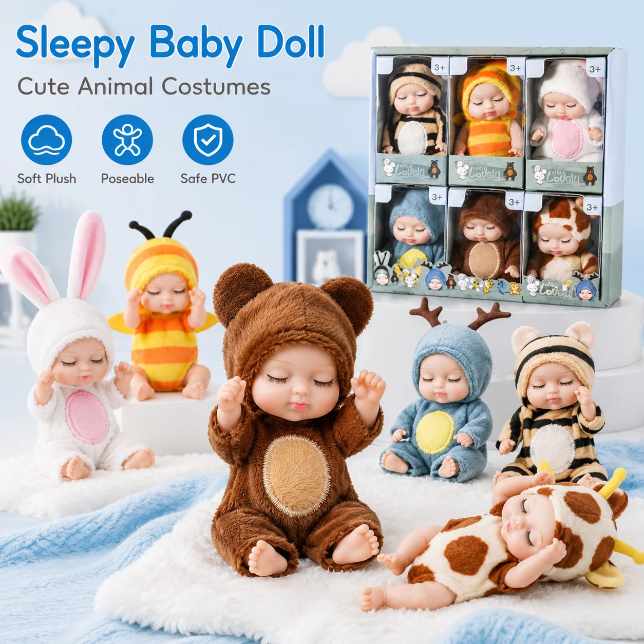 Poupée réaliste pour bébé, jouet de simulation, petite poupée pour filles, mignonne poupée nouveau-né, cadeau pour jeu d'imitation, collection, 1/6 pièces