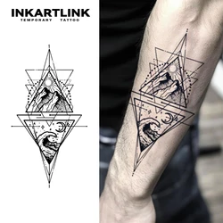 Sun Moon Mountain River temporary tattoo sticker, waterproof magic tattoo, lasts to 15 days fake tattoo, semi permanent tattoo