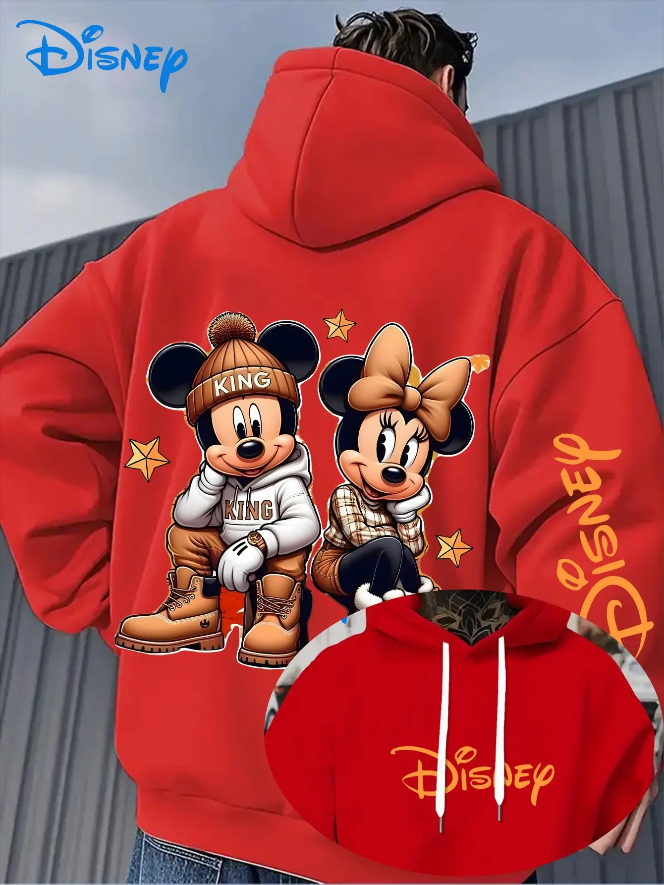 

Мужские толстовки с капюшоном Disney для пары Микки и Минни Маус, женский свитшот, пуловер унисекс, осенне-зимняя флисовая куртка с капюшоном, оверсайз, унисекс