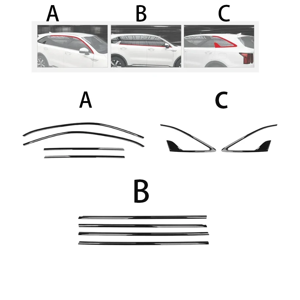 

For Kia Sorento MQ4 2021-2026 Car Tuning Black Car Window Decorative Strip Cover D-pillar Trim Accessories