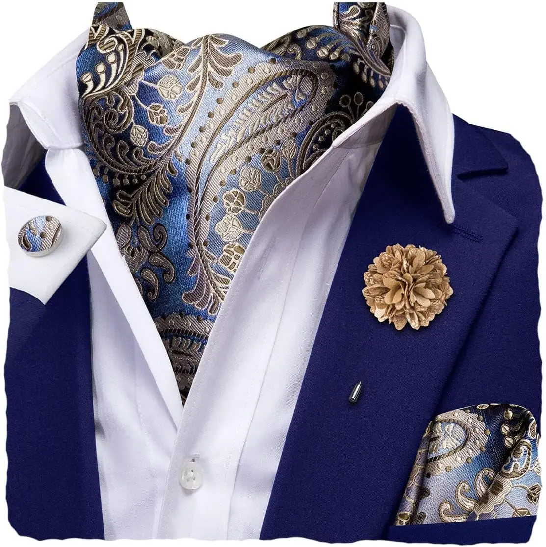 

Self Tie Silk Ascot & Cravat Set with Cufflinks for Wedding Party