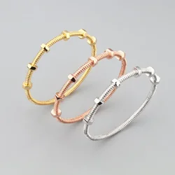 18k Rose Gold Titanium Steel Classic Screw Gold Couple Bracelet Hexagonal Nut Stainless Steel Retro Bracelet for Gift Dating