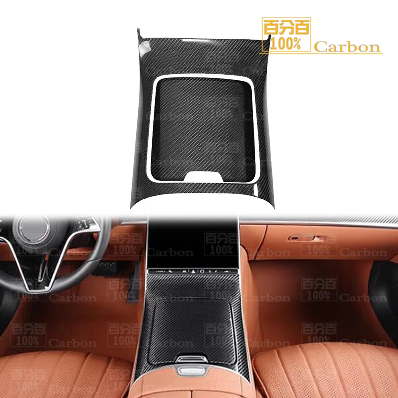 For Mercedes S Class W223 S400 S500 S550 2021-2024 Dry Carbon Center Console Gear Shift Panel Cover Decoration Trim