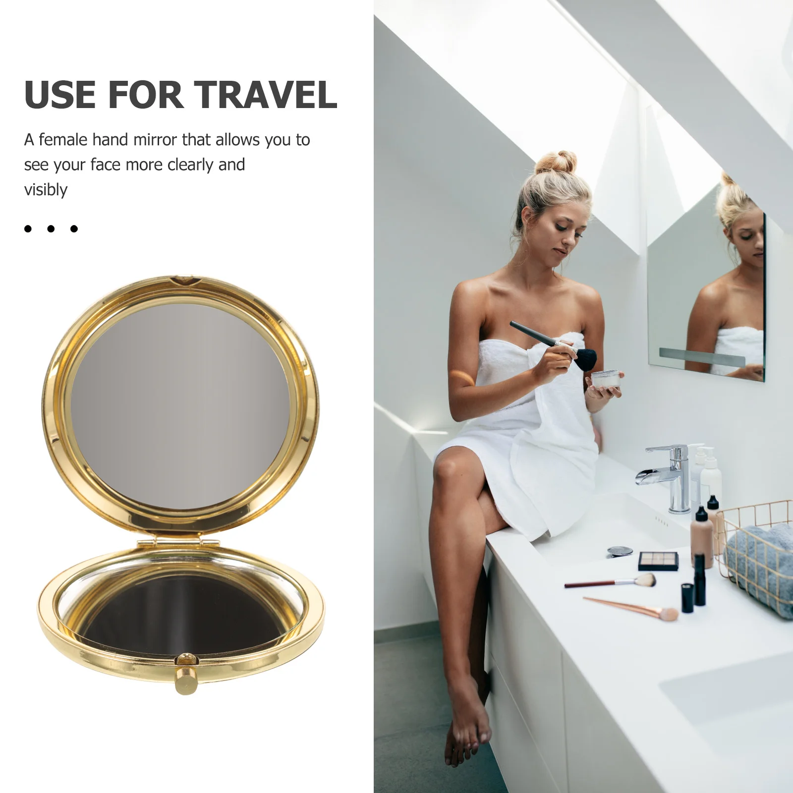 

Portable Mirror Small for Handbag Travel Makeup Held Mirrors Compact Pocket Metal