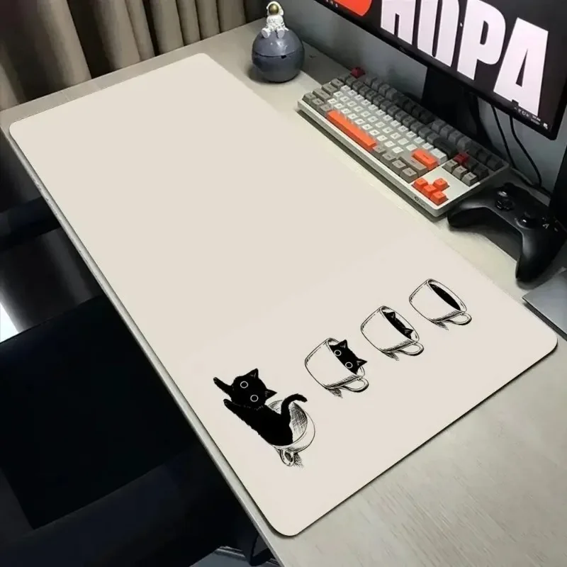 Funny Black Cat Mouse Pads Cute Cats Computer Mausepad Company Desk Pad Large Kawaii Cushion Office Accessories Rug Non-slip