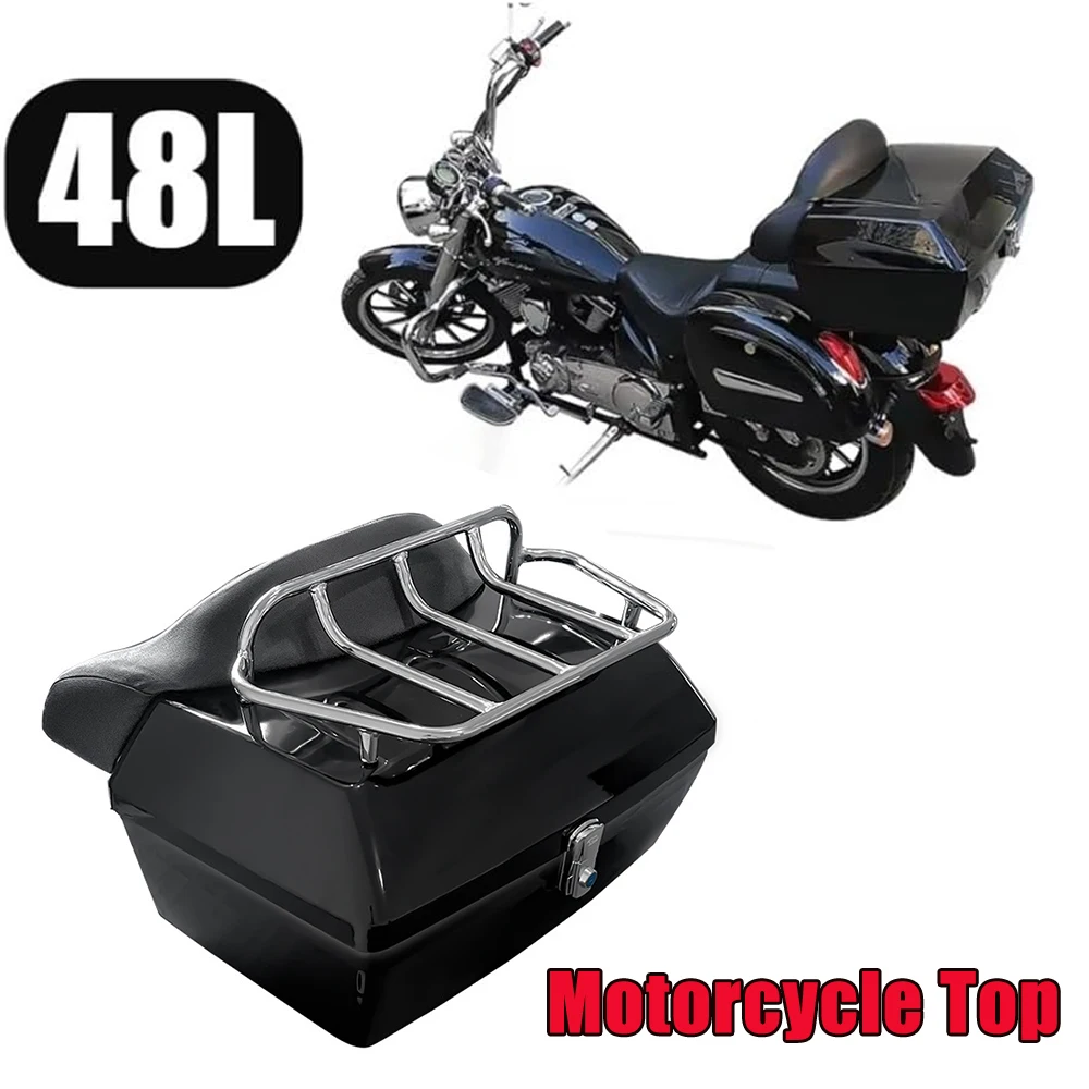 

Мотоциклетный кофр из АБС-пластика 48 л для электроскутера с креплением на багажник, вмещает два шлема, с мягкой спинкой