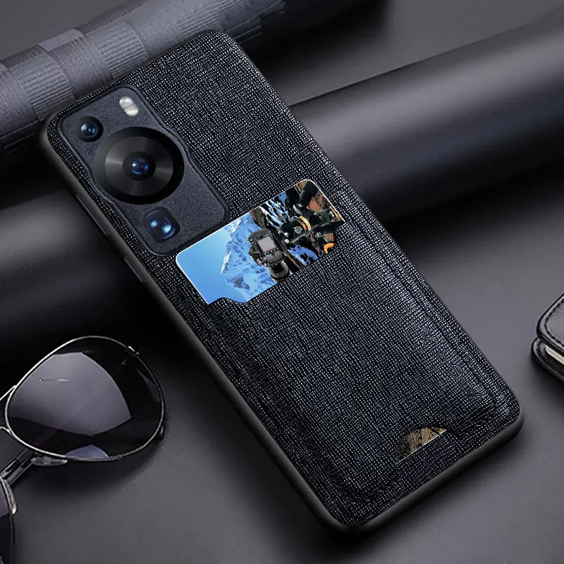 PU Leather Case for Huawei, Card Slot, Bag Holder, Luxury Cover, P60, P50, P40 Pro Lite