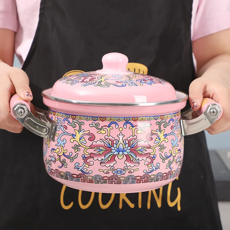 Enamel Stew Pot Soup Pot Household Cookware Induction Cooker Gas Universal Enamel Cooking Stockpot
