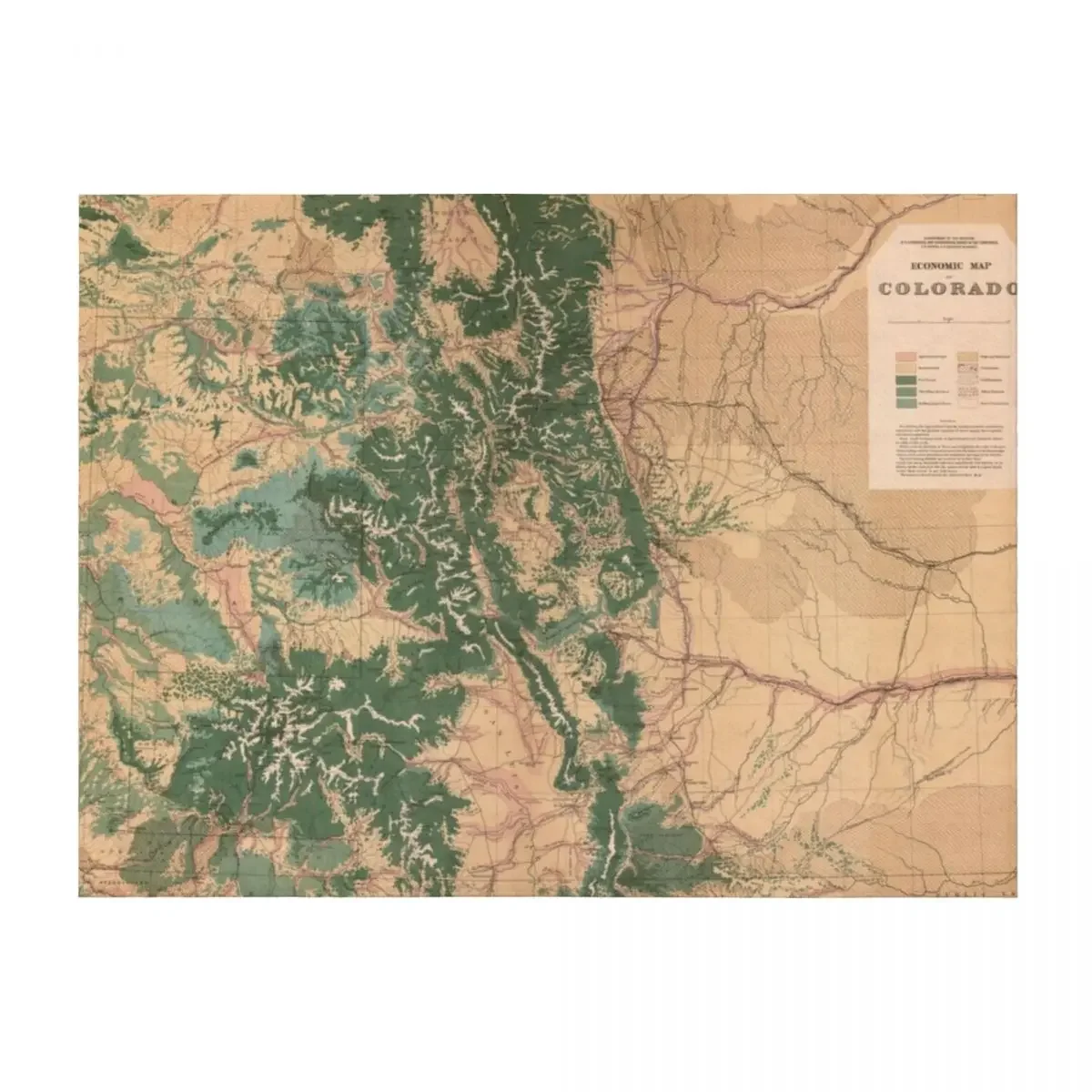 

Vintage Colorado Natural Resources Map (1877) Throw Blanket Luxury St Nap Winter beds sofa bed Blankets