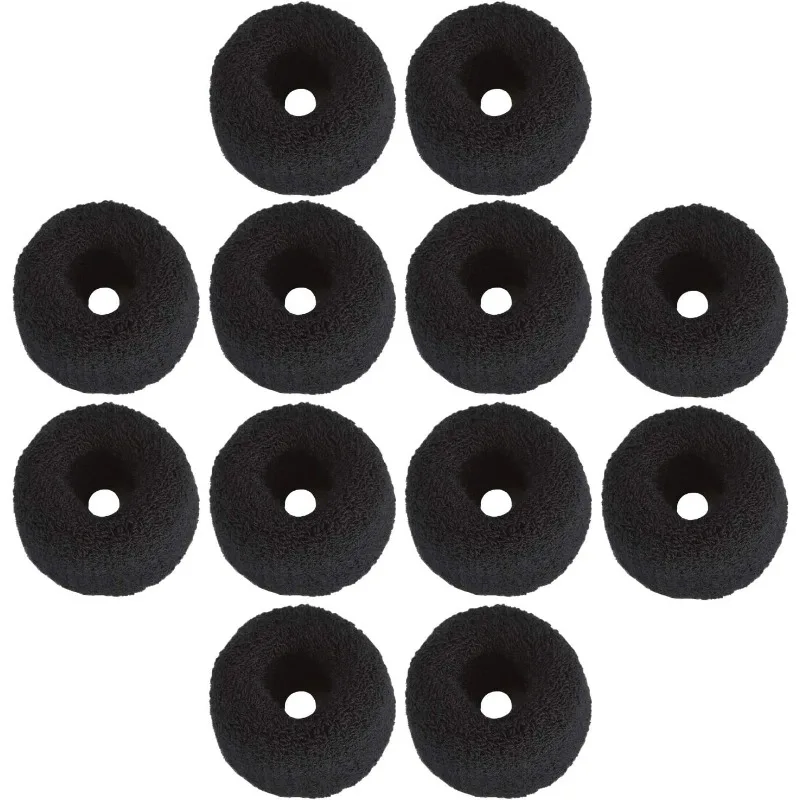 12 Uds. Esponja de algodón elástica suave negra, ancha y gruesa, elástica para el cabello, cola de caballo, accesorios para el cabello para mujeres y niñas