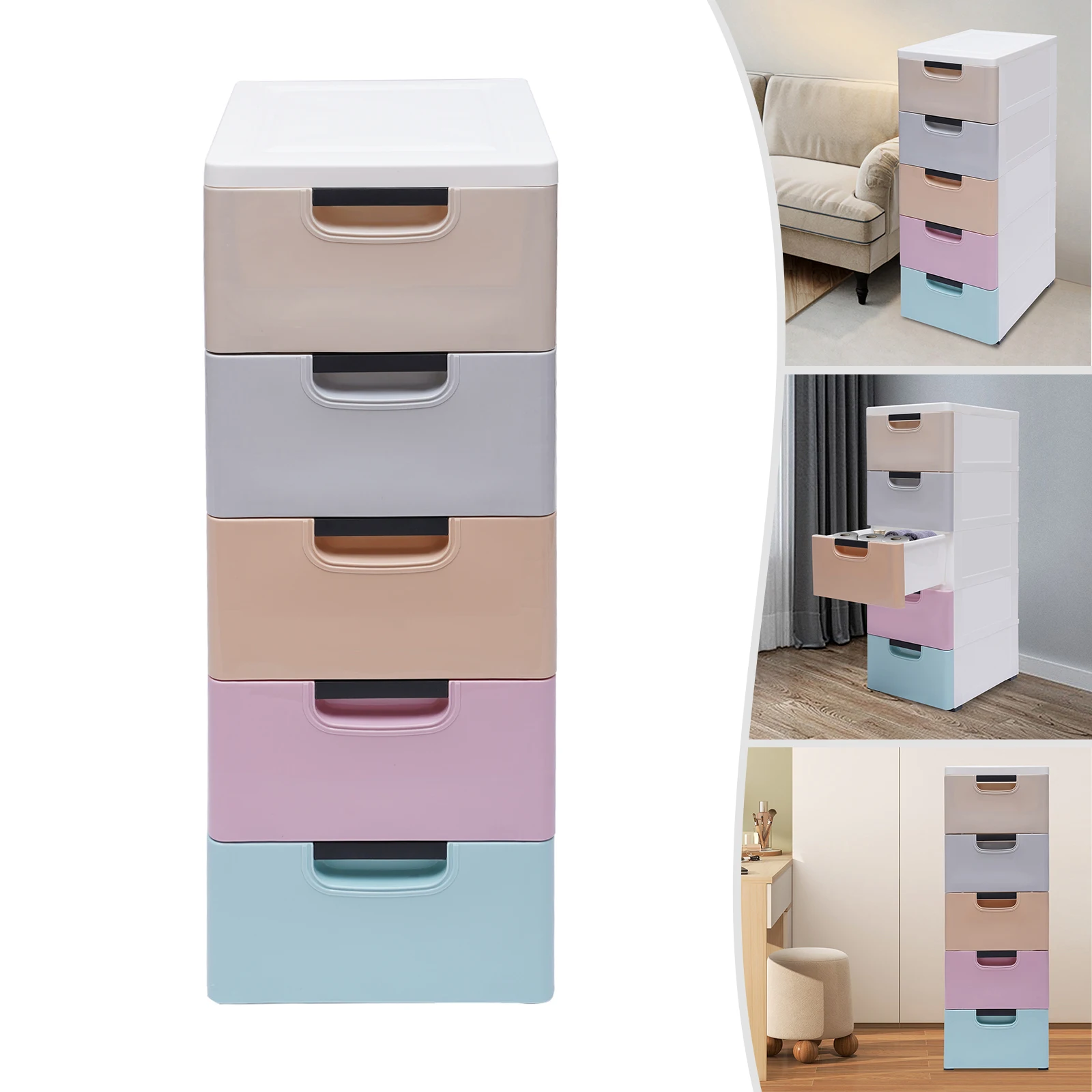 5 Drawer Stackable Vertical Clothes Storage Tower, Bedroom Tall Small Chest Closet, Storage Cabinet for Hallway Entryway