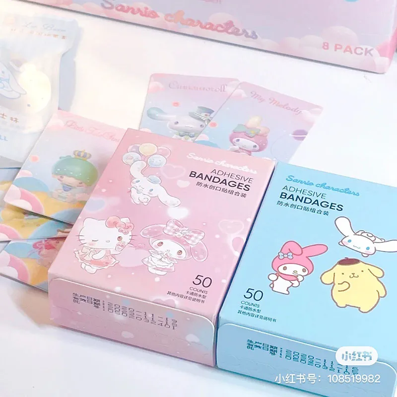 Hello Kitty Sanrios Kit Band Aid My Melody Anime 50Pcs Waterproof Adhesive Bandages Wound Plaster First Aid Emergency Stickers