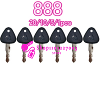 20/10/5/1PCS Number 888 Keys for SDLG 55 60 75 135 205 215 360 Excavator Lgnition Ignition Start Key Door Lock Key