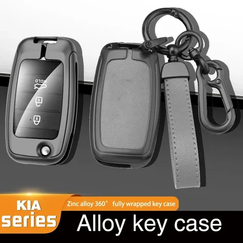 Imagen 2 del producto Funda de cuero de aleación de Zinc para llave de coche, accesorios para llavero de coche, para Kia Rio Soul Sportage Ceed Sorento Cerato K2 K3 K4 K5