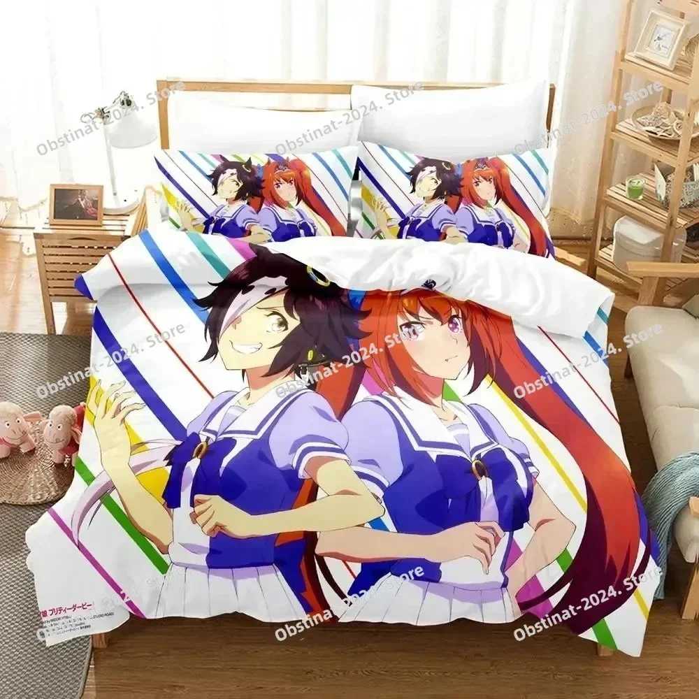 3D Anime Uma musume Pretty Derby Bedding Set Printed single Comforter Quilt Duvet Cover Pillow Case 3 Pieces Set Kids Adult Size