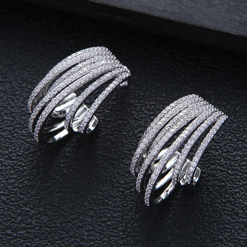 Trendy Luxury Irregular Geometric Twist Dangle Earrings For Women Wedding Cubic Zircon CZ Dubai Bridal Earring Bohemia Hot
