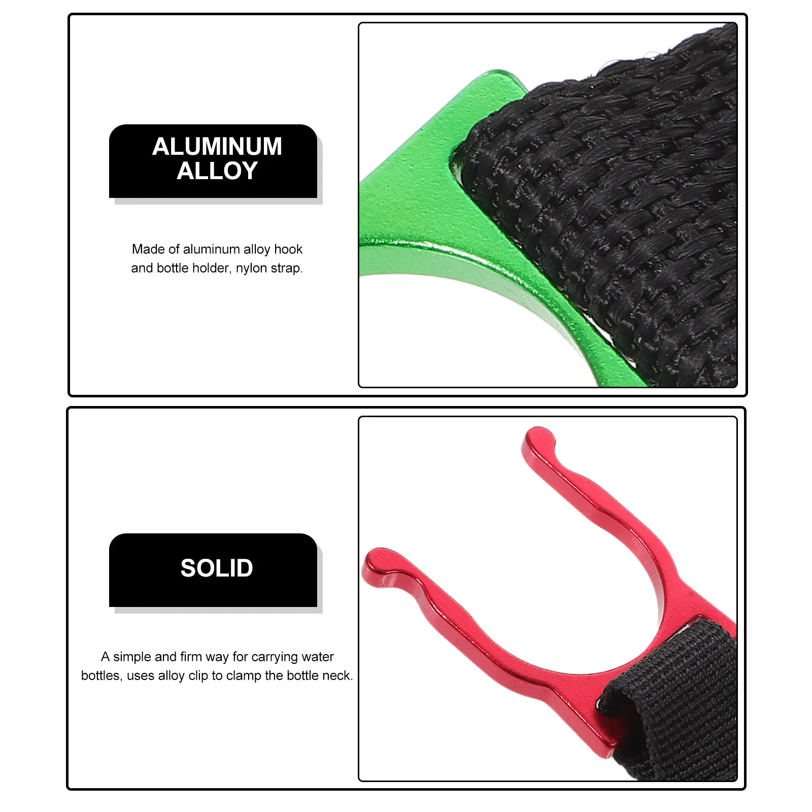 10Pcs Mineral Water Bottle Clip D-Shaped Hanging Buckle Portable Aluminum Alloy Bottle Holder for Camping Hiking Outdoor Travel
